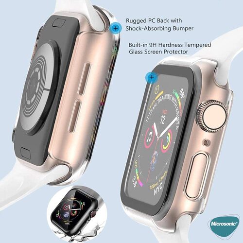 Microsonic Apple Watch Series 11 42mm Kılıf Diamond Taşlı Clear WatchBand Şeffaf
