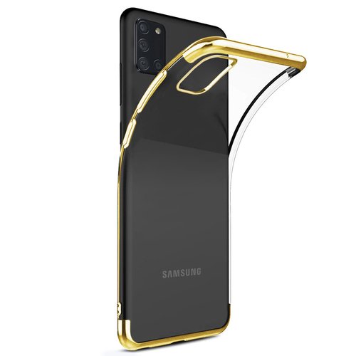 Microsonic Samsung Galaxy A31 Kılıf Skyfall Transparent Clear Gold