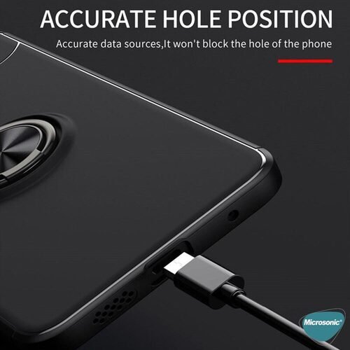 Microsonic Xiaomi Redmi Note 11 Kılıf Kickstand Ring Holder Siyah