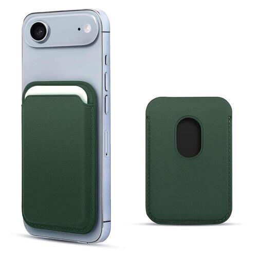 Microsonic Apple iPhone 17 Air Leather Wallet MagSafe Koyu Yeşil