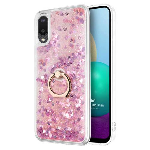 Microsonic Samsung Galaxy A02 Kılıf Glitter Liquid Holder Pembe