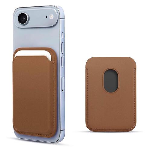 Microsonic Apple iPhone 17 Air Leather Wallet MagSafe Kahverengi