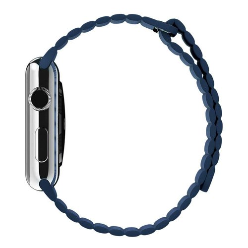 Microsonic Apple Watch Series 4 44mm Twist Leather Loop Kordon Lacivert