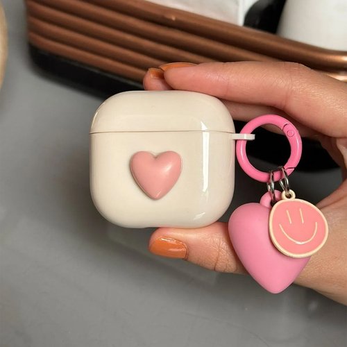 Microsonic Xiaomi Redmi Buds 3 Kılıf Süslü Kalp Desenli Pembe