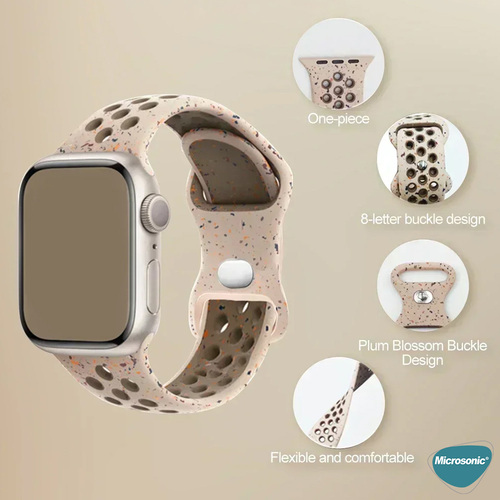 Microsonic Apple Watch SE 3 40mm Kordon Flame Circle Bej