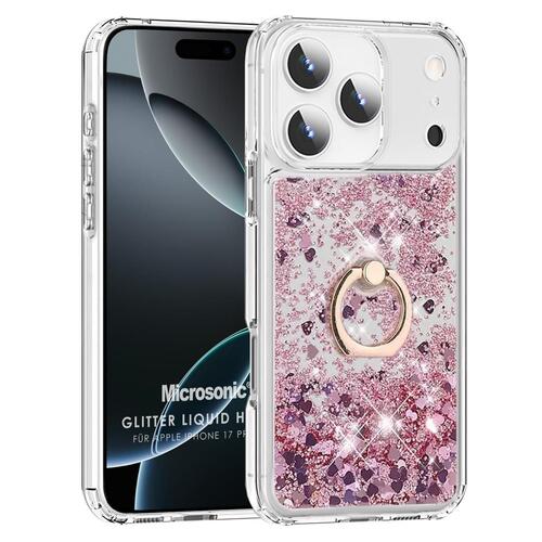 Microsonic Apple iPhone 17 Pro Kılıf Glitter Liquid Holder Pembe