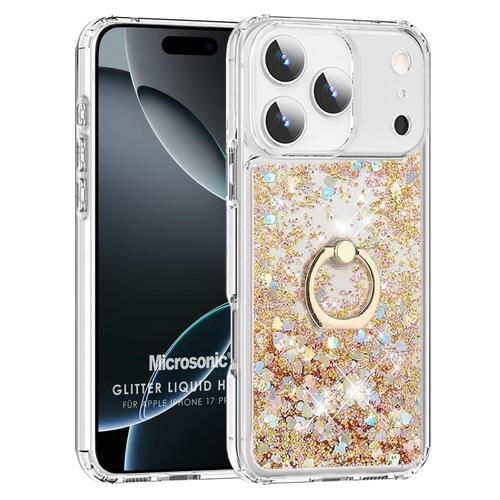 Microsonic Apple iPhone 17 Pro Kılıf Glitter Liquid Holder Gold