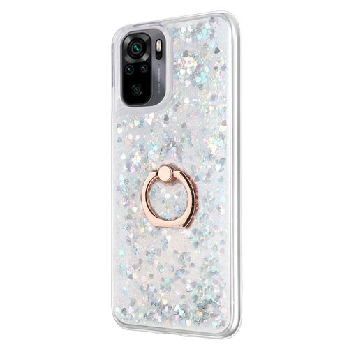 Microsonic Xiaomi Poco M5s Kılıf Glitter Liquid Holder Gümüş