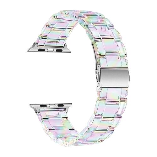 Microsonic Apple Watch SE 3 40mm Kordon Stainless Transparent Clear Çok Renkli