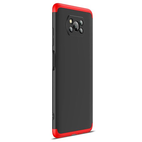 Microsonic Xiaomi Poco X3 NFC Kılıf Double Dip 360 Protective Siyah Kırmızı