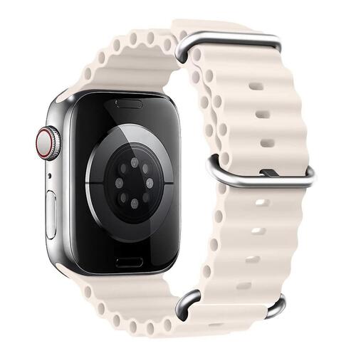Microsonic Apple Watch Series 11 42mm Kordon Aqua Belt Bej