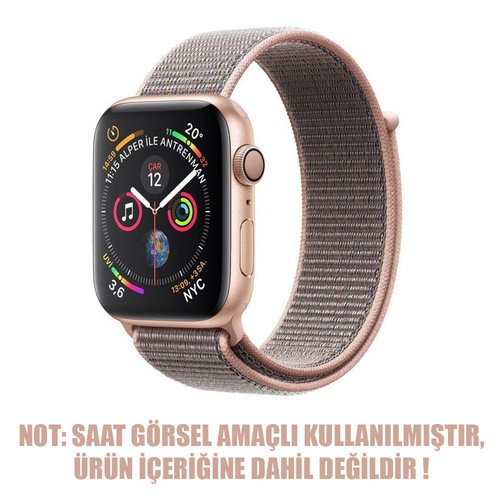 Microsonic Apple Watch Series 6 44mm Hasırlı Kordon Woven Sport Loop Rose Gold