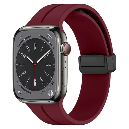 Microsonic Apple Watch Series 7 45mm Kordon Ribbon Line Bordo