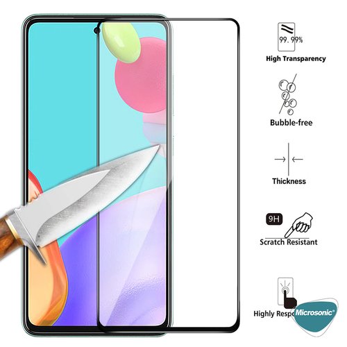 Microsonic Samsung Galaxy A55 Tam Kaplayan Temperli Cam Ekran Koruyucu Siyah