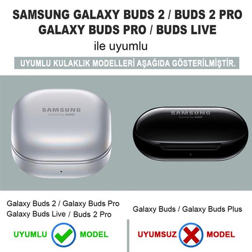 Microsonic Samsung Galaxy Buds Live Kılıf Darbeye Dayanıklı Sert Koruyucu + Askılık Beyaz