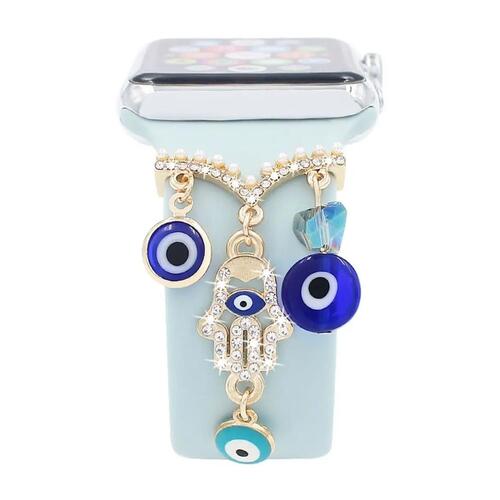 Microsonic Apple Watch SE 3 40mm Kordon Süsü Charm Hamsa ve Nazar Boncuğu
