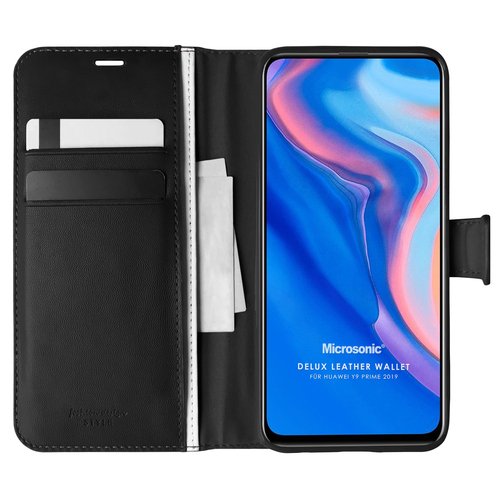 Microsonic Huawei Y9 Prime 2019 Kılıf Delux Leather Wallet Siyah