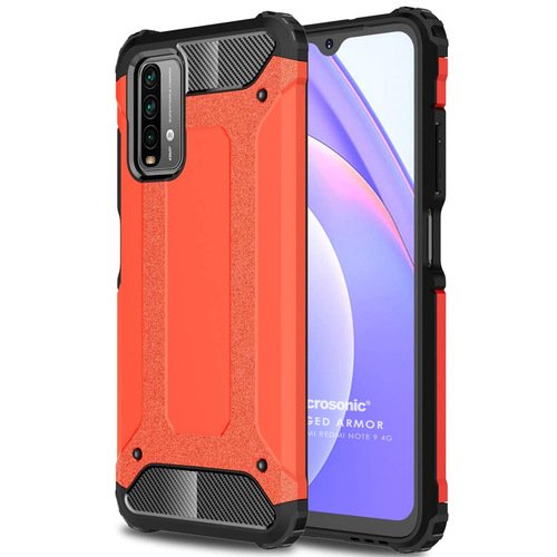 Microsonic Xiaomi Redmi Note 9 4G Kılıf Rugged Armor Kırmızı