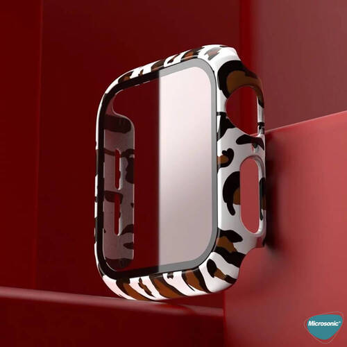 Microsonic Apple Watch SE 2022 44mm Kılıf Hard Full Protective Cover Bumper Zebra