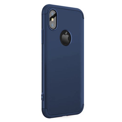 Microsonic Apple iPhone XS Kılıf Double Dip 360 Protective Lacivert