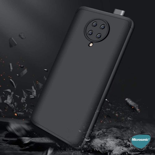 Microsonic Xiaomi Poco F2 Pro Kılıf Double Dip 360 Protective Siyah Kırmızı