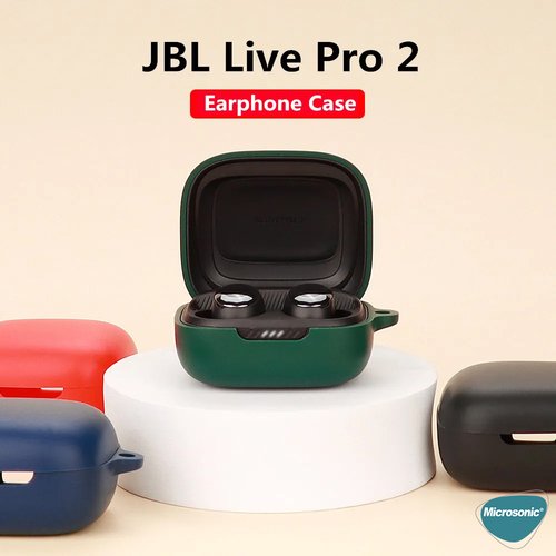 Microsonic JBL Live Pro 2 Kılıf Askılı Mat Silikon Siyah