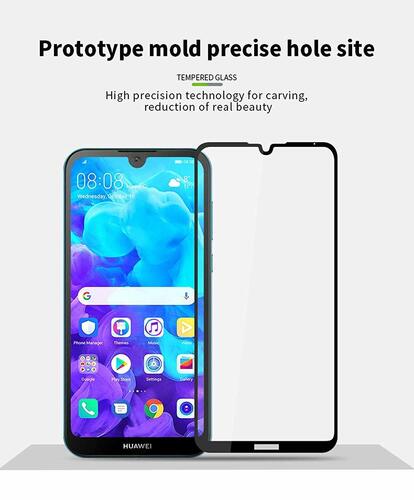 Microsonic Huawei Y5 2019 Tam Kaplayan Temperli Cam Ekran Koruyucu Siyah