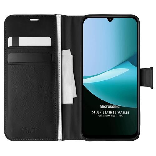 Microsonic Xiaomi Redmi 15C Kılıf Delux Leather Wallet Siyah