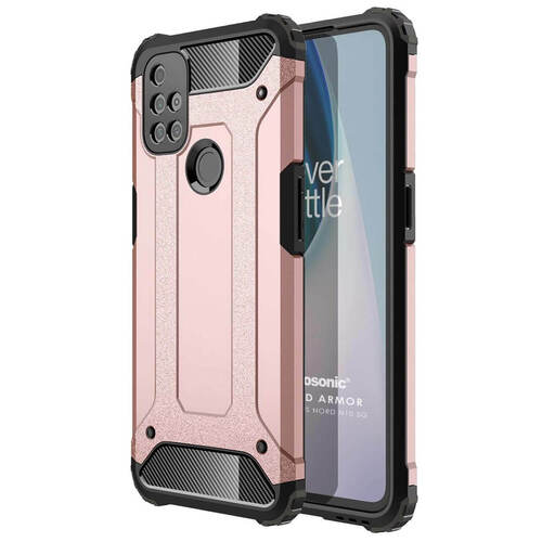 Microsonic OnePlus Nord N10 5G Kılıf Rugged Armor Rose Gold