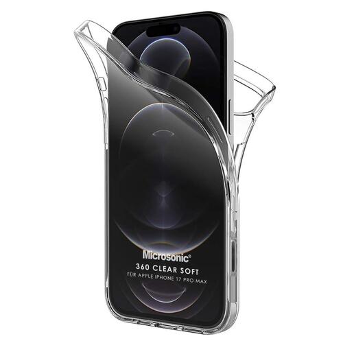 Microsonic Apple iPhone 17 Pro Max Kılıf 6 Tarafı Tam Full Koruma 360 Clear Soft Şeffaf