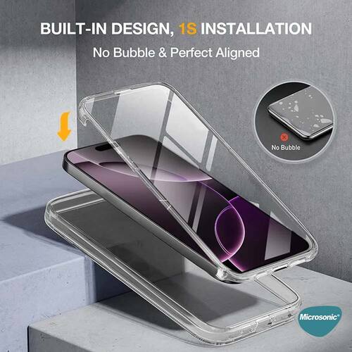 Microsonic Apple iPhone 17 Pro Max Kılıf 6 Tarafı Tam Full Koruma 360 Clear Soft Şeffaf