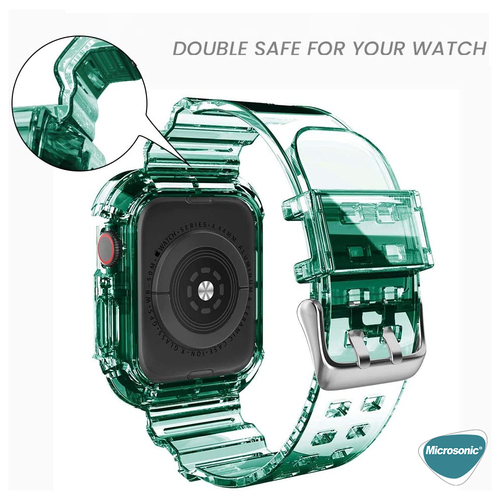 Microsonic Apple Watch Series 11 42mm Kordon Transparent Clear Band Yeşil
