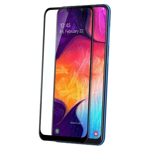 Microsonic Samsung Galaxy A50 Tam Kaplayan Temperli Cam Ekran koruyucu Siyah