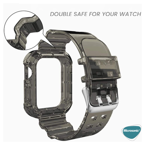 Microsonic Apple Watch Series 11 42mm Kordon Transparent Clear Band Siyah