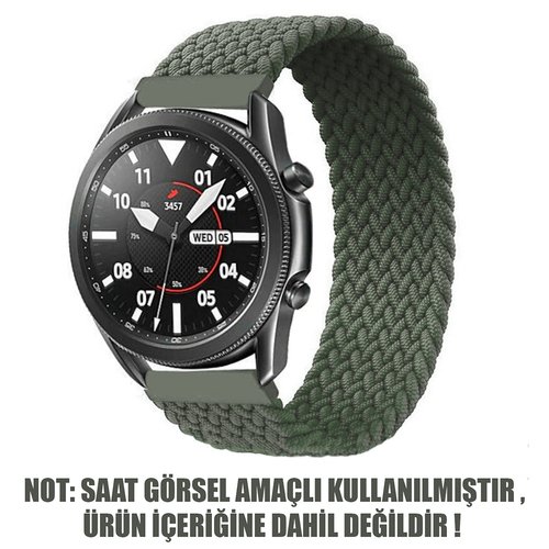 Microsonic Huawei Watch 5 46mm Kordon, (Large Size, 165mm) Braided Solo Loop Band Koyu Yeşil