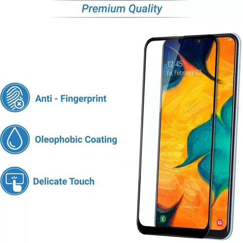 Microsonic Samsung Galaxy A30 Tam Kaplayan Temperli Cam Ekran koruyucu Siyah