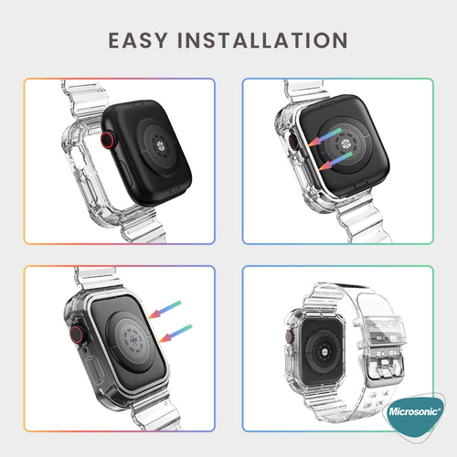 Microsonic Apple Watch Series 11 42mm Kordon Transparent Clear Band Şeffaf