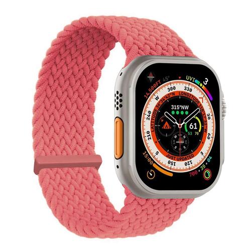 Microsonic Apple Watch Series 11 42mm Kordon, (Medium Size, 147mm) Knitted Fabric Single Loop Pembe