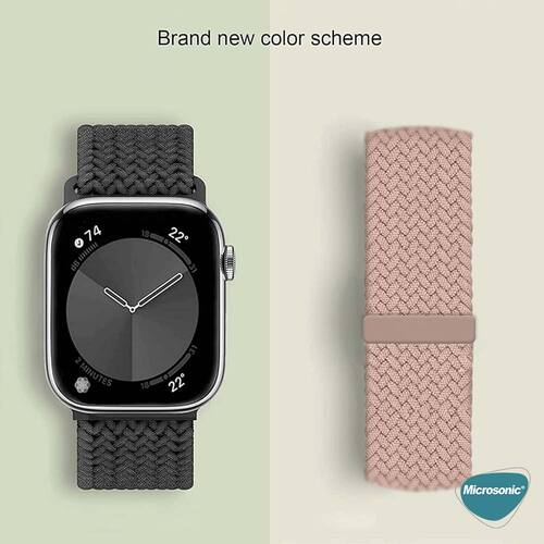 Microsonic Apple Watch Series 11 42mm Kordon, (Medium Size, 147mm) Knitted Fabric Single Loop Koyu Yeşil