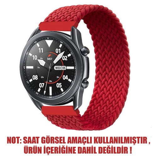Microsonic Huawei Watch 5 46mm Kordon, (Medium Size, 155mm) Braided Solo Loop Band Kırmızı