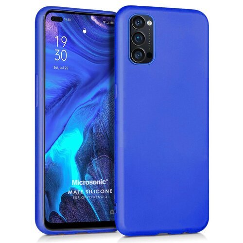 Microsonic Matte Silicone Oppo Reno 4 Kılıf Mavi