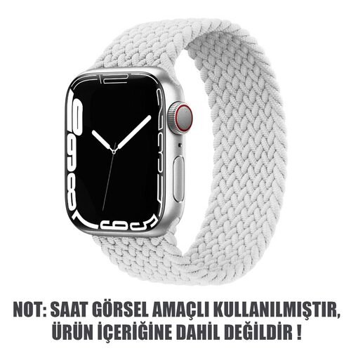 Microsonic Apple Watch Series 9 41mm Kordon, (Small Size, 127mm) Braided Solo Loop Band Beyaz