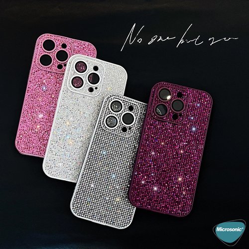 Microsonic Apple iPhone 15 Plus Kılıf Bling Rhinestones Koyu Gri