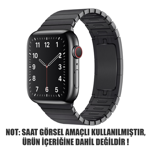 Microsonic Apple Watch Series 11 42mm Kordon Link Bracelet Band Siyah