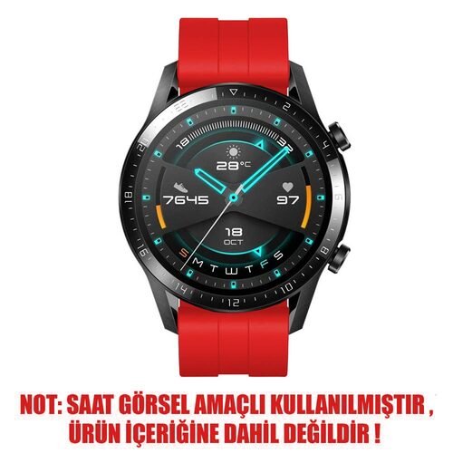 Microsonic Huawei Watch 5 46mm Kordon, Silicone RapidBands Kırmızı