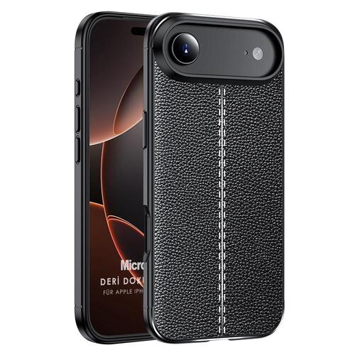 Microsonic Apple iPhone 17 Air Kılıf Deri Dokulu Silikon Siyah