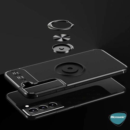 Microsonic Samsung Galaxy S22 Kılıf Kickstand Ring Holder Siyah