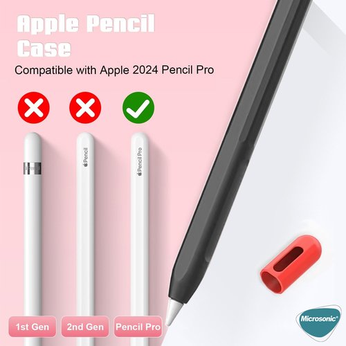 Microsonic Apple Pencil Pro Kılıf Mat Silikon Pembe Lila
