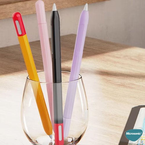 Microsonic Apple Pencil Pro Kılıf Mat Silikon Pembe Lila