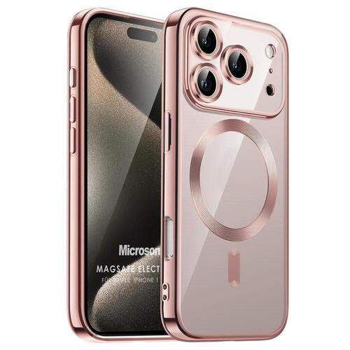 Microsonic Apple iPhone 17 Pro Kılıf MagSafe Luxury Electroplate Rose Gold